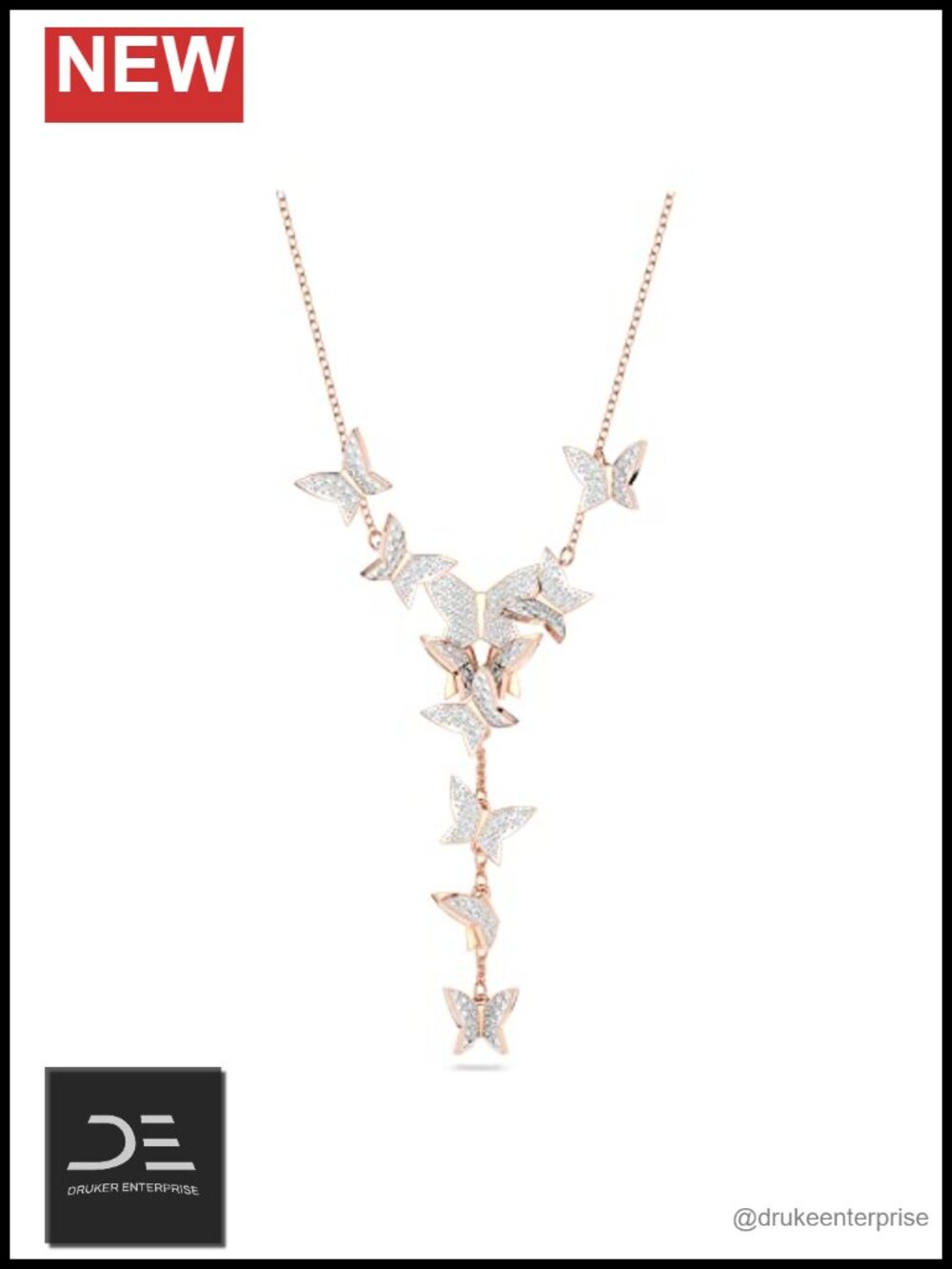 Swarovski Lilia Butterfly Y-Necklace Rose-Gold Plated Adjustable